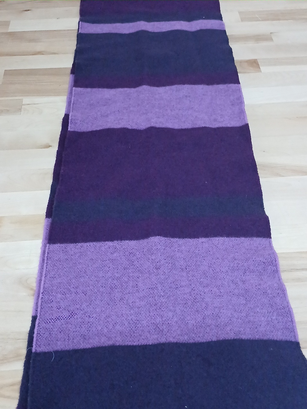 Burberry Wool Cashmere Blend Purple Striped Fringe Scarf - Picture 6 of 7